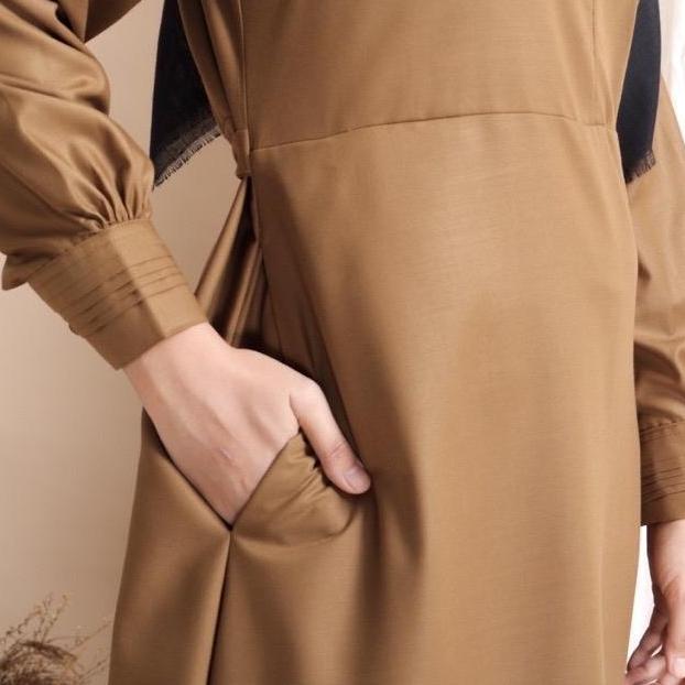 Uffa- Gamis Polos Seragam Pns Pdh Khaki Tua Toyobo Fodu Kain Muslim  Dress