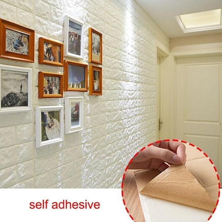 value pack bornway -paket 10pcswallpaper dinding 3d foam mini motif batu bata 30x35cm  3mm sticker b