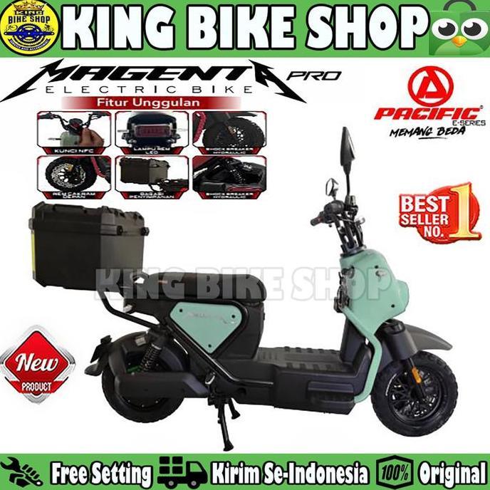 Terlaris Sepeda Motor Listrik Pacific Magenta//Magenta Pro 650 Watt 20 Ah Rem Cakram Electric E Bike