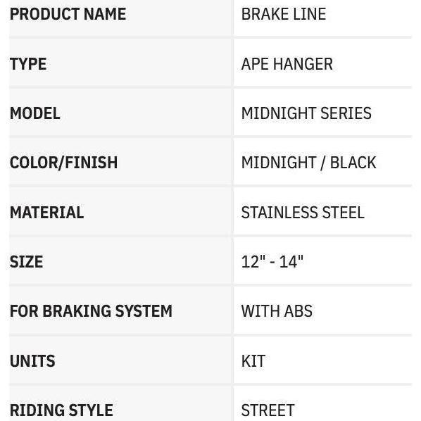 LA CHOPPERS MIDNIGHT BRAIDED BRAKE LINE KIT WITH ABS HARLEY TOURING 12"-14" 1741-4425