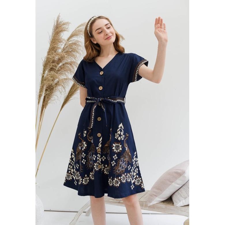 Gratong Dress Batik 234 Jm Navy /Batik Wanita Modern