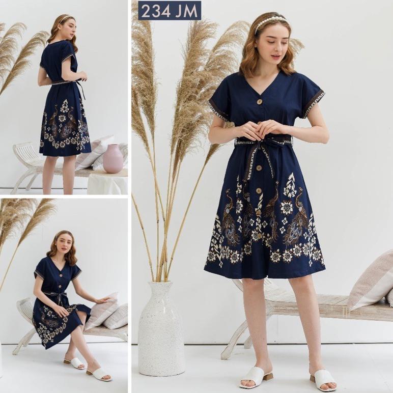 Promo  Dress Batik 234 Jm Navy /Batik Wanita Modern