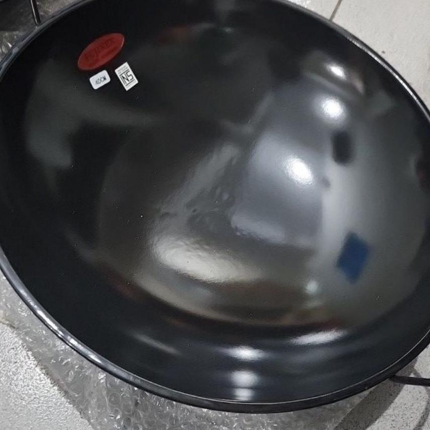 Kuali Hitam Enamel 37Cm 40Cm 43Cm 46Cm Kuali Jadul Wok Enamel Chinese Wok