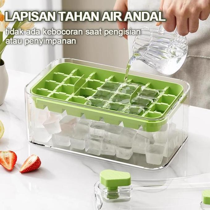 JC Ice Cube Maker 28 Grid Cetakan Es Batu Kristal Transparan, Pembuat Es Batu Mini Praktis, Tempat E