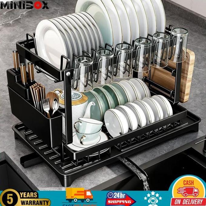 YAALIYA219  - MINIMALISBOX RAK PIRING STAINLESS STEEL GANDA LAPISAN DAPUR RAK PIRING DENGAN PIRING A