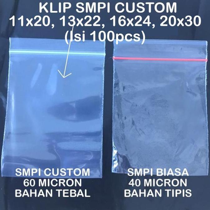 Slag- Plastik Klip Pp Smpi Custom 11X20 13X22 16X24 20X30, 60 Micron Tebal Zipper