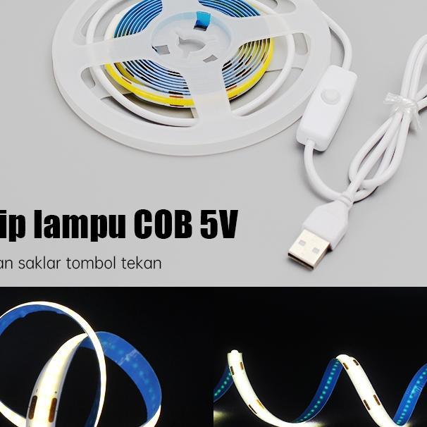 Lampu Cob Strip Usb Dc 5V Lampu Latar Tv Led Putih Hangat Pencahayaan Latar Belakang