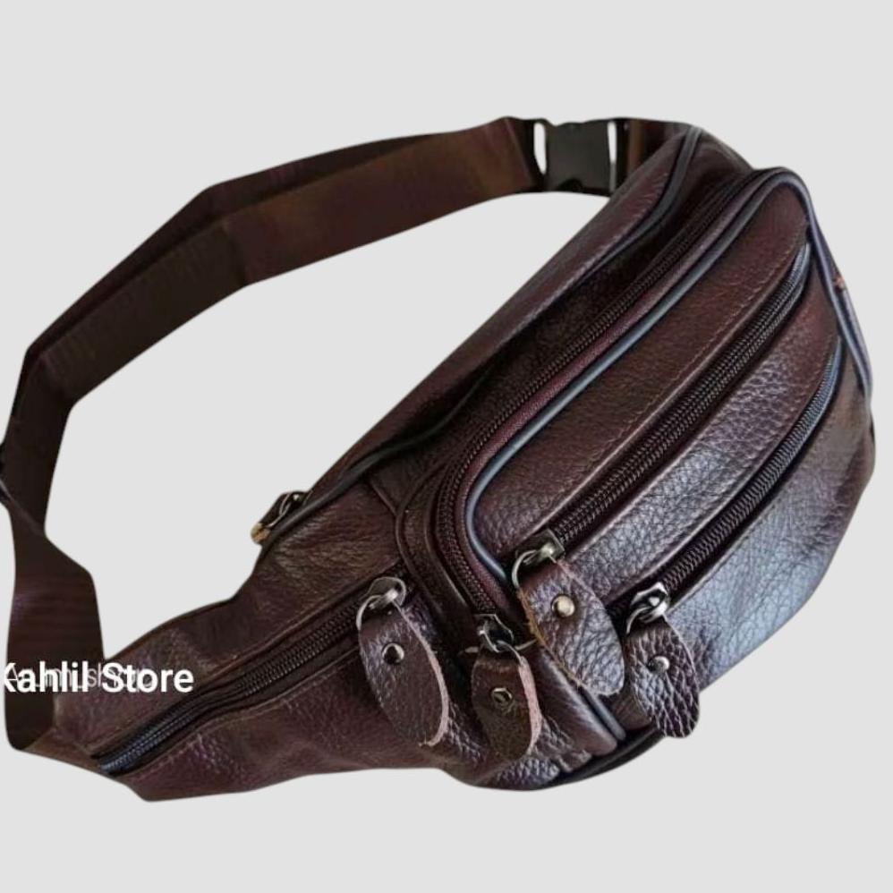 RECOMMENDED TAS PINGGANG KULIT ASLI PREMIUM TAS KULIT PRIA MODIS TAS DADA KULIT WAIST BAG KULIT SAPI