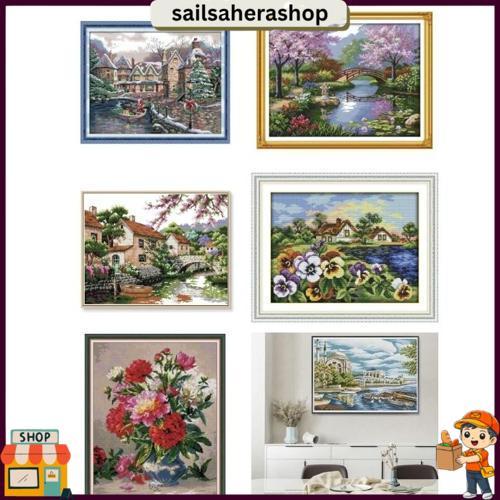 Kristik Pemandangan Indah Set Embroidery Craft Set Complete - Kerajinan Menyulam Set Lengkap Kristik