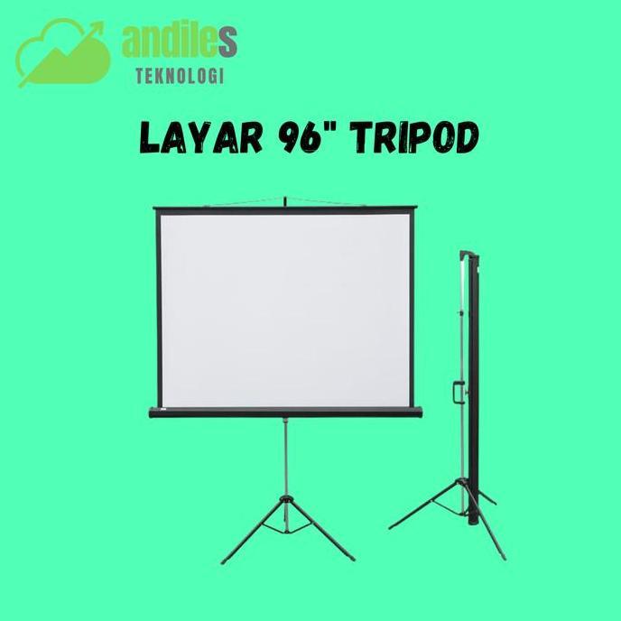 Layar 96" Tripod Screen Projector/ Layar Proyektor Utk Benq Infocus
