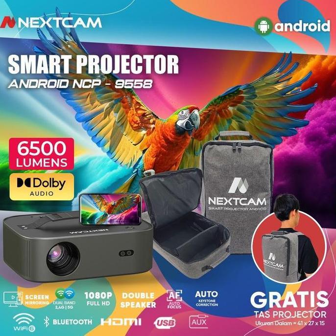 Proyektor Infokus Projector Android 6500Lumens Auto Focus Dolby Stereo