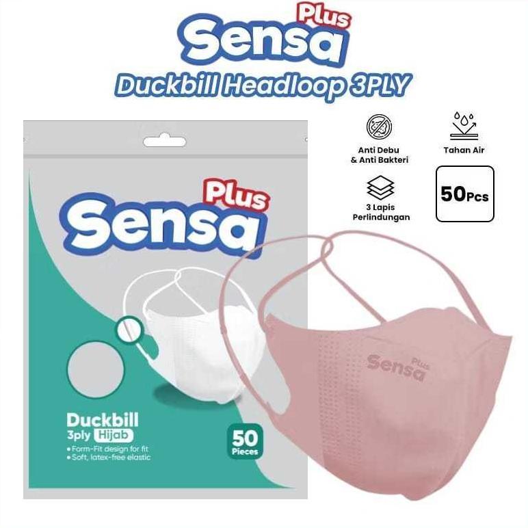 [Sensa] Masker Hijab Duckbill 50 Pcs | Masker Duckbill 50Pcs Hijab | Duckbill Hijab