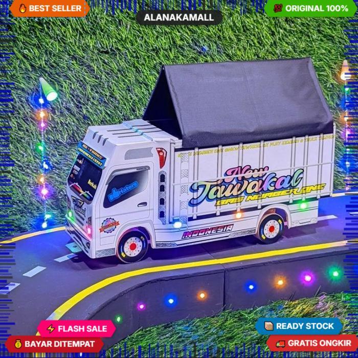 Promo Murah Miniatur Truk Oleng Tebal 4Mm Lampu Kelip Terpal Kado Ulang Tahun Mainan Anak Truk Oleng