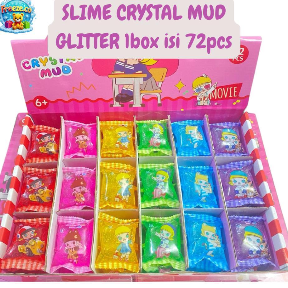 Slime Crystal Mud Glitter 1 Box Isi 72Pcs Slime Bantal Slime Bantal Mainan Anak