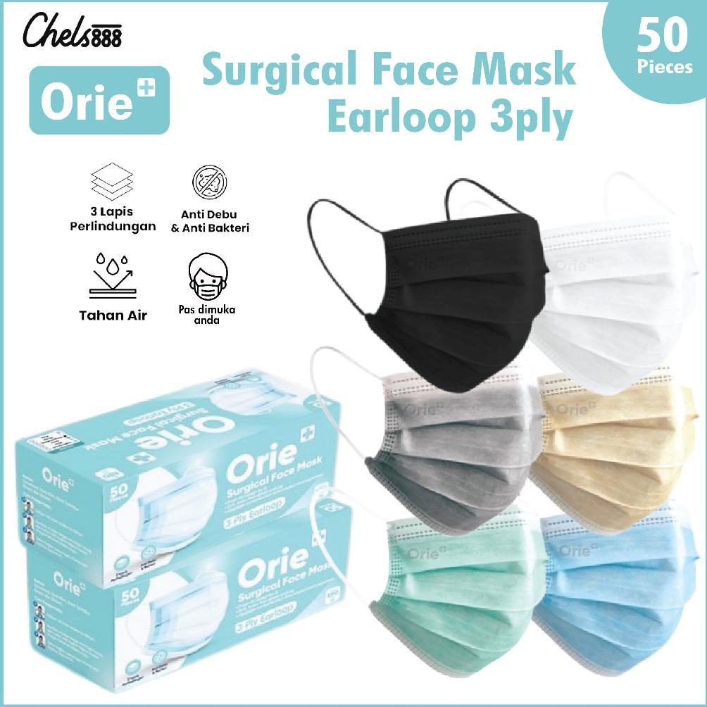 Masker Medis Orie+ Earloop Masker Medis 3ply Isi 50Pcs