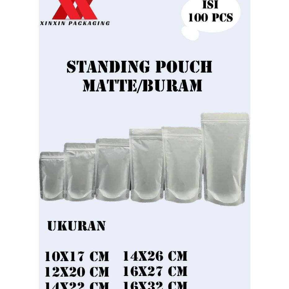100 Pcs Standing Pouch Ziplock Matte Doff Plastik