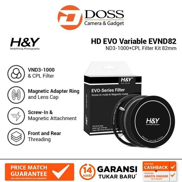 TERBARU - H&Y HD EVO Variable ND3-1000+CPL Filter Kit 82mm EVND82