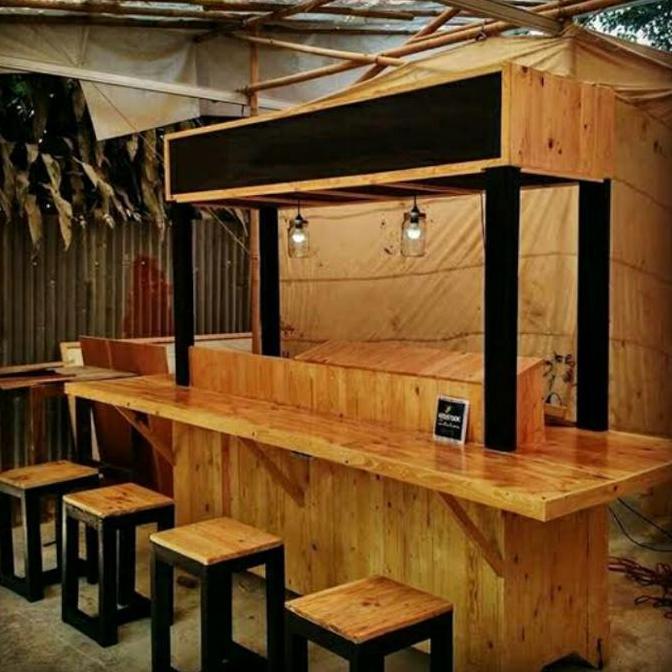 Terlaris Promo Set Meja Mini Bar Booth Cafe Resepsionis Minimalis Kayu Murah