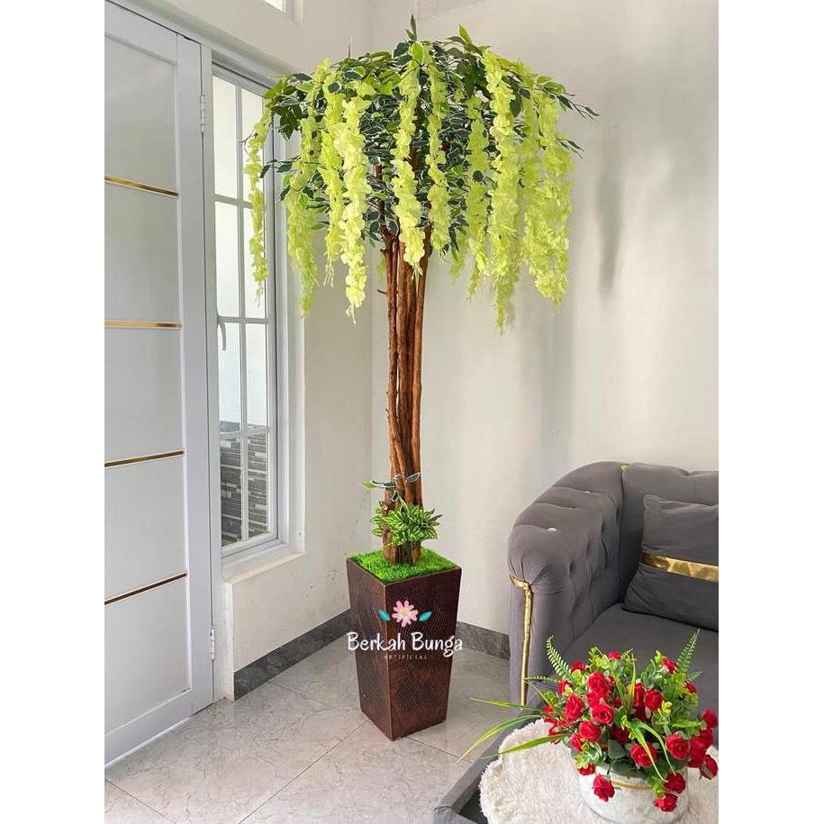Pohon wisteria  artificial~  hiasan dekorasi rumah kantor~ pohon pojok tanaman gantung plastik