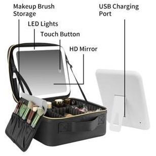 Tas LED Makeup Artist / Tas Kosmetik LED Kapasitas Besar /Mirror Makeup Pouch / Tas Make Up Kosmetik
