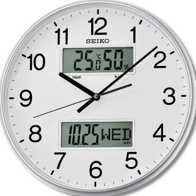 Jam Dinding SEIKO Japan Tanggal Hari QXL013S QXL013 Silver Orinal