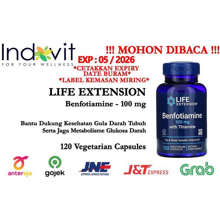 Life Extension Benfotiamine w Thiamine 100Veg Vit B1 Larut Lemak & Air