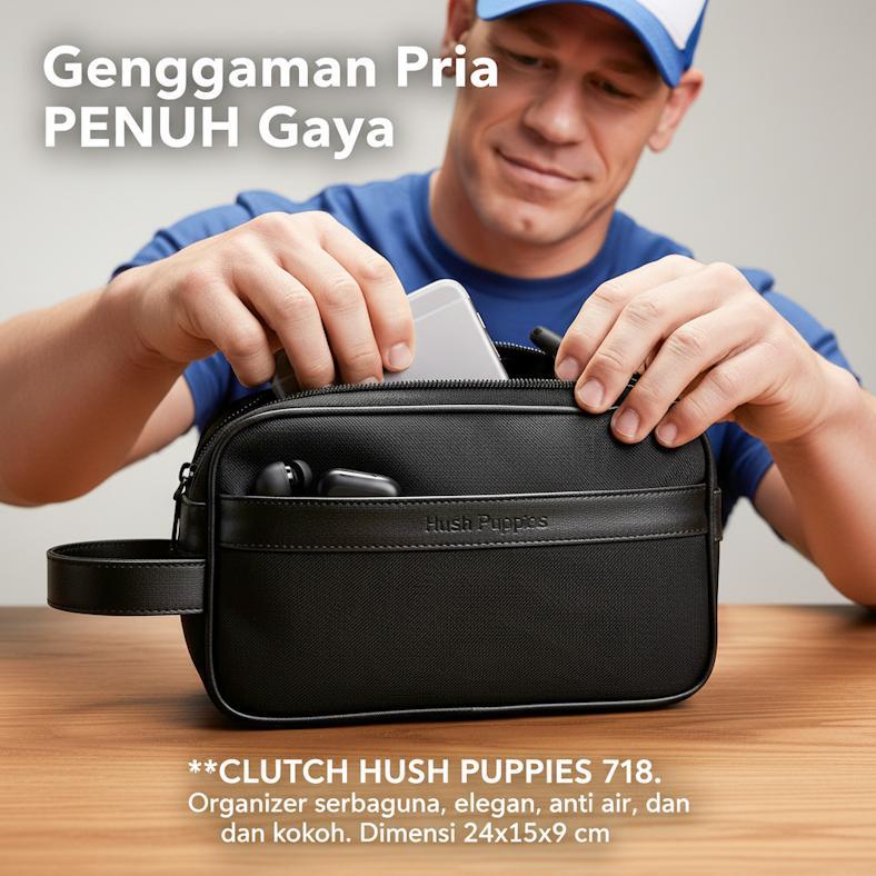 BEST SALE TAS POUCH PRIA HUSH PUPPIES 718 HITAM | CLUTCH BAG TRAVEL PRIA WATERPROOF PREMIUM