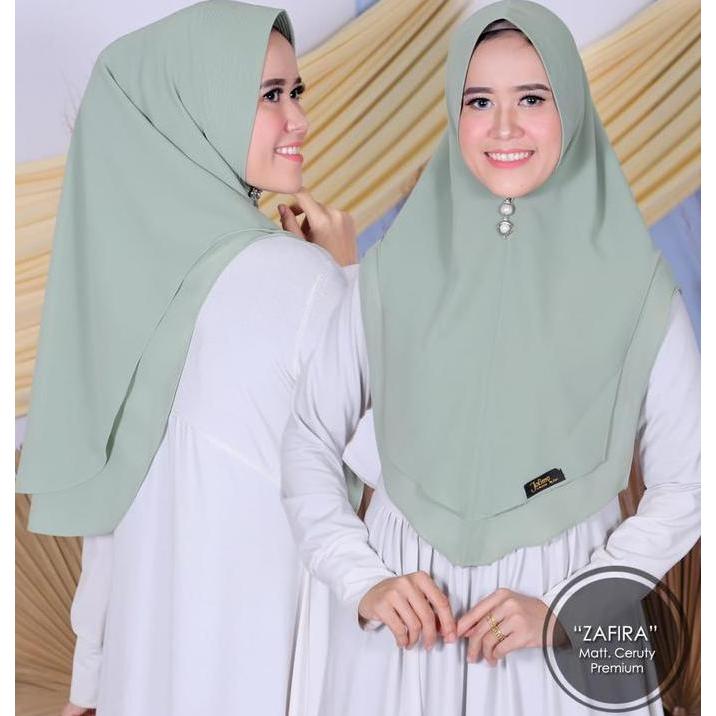 Khimar Zafira Ceruty Babydoll Hijab 2 Layer Pet Antem | Jilbab Instan Syari Premium