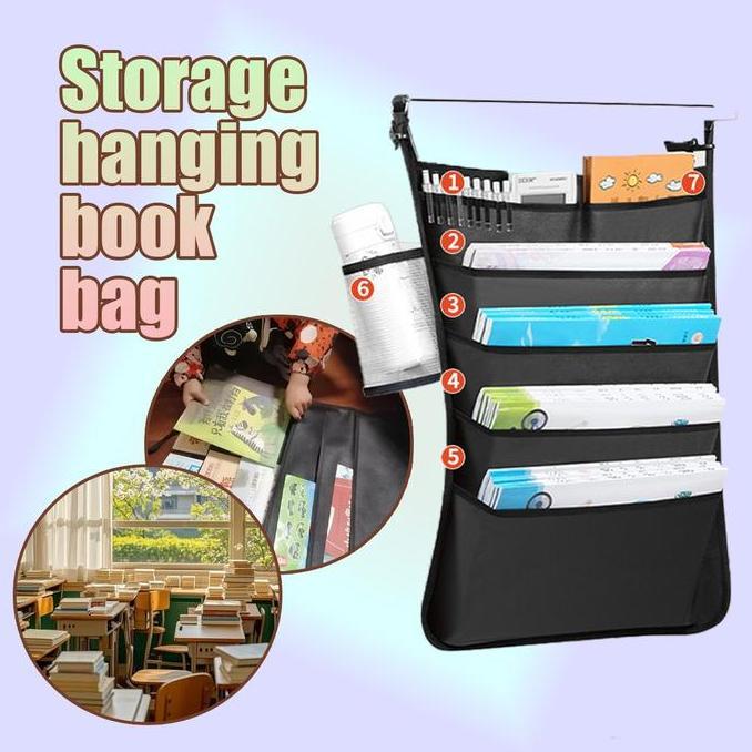 BITCBae Tas buku meja gantung Terbuat dari kain Oxford tebal, dapat menampung 30 buku, tas buku gant