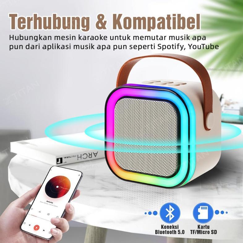 NEW [COD]  K12 Speaker Bluetooth Mini Speaker Karaoke With MIC Karaoke Set Bluetooth Mini Full bass