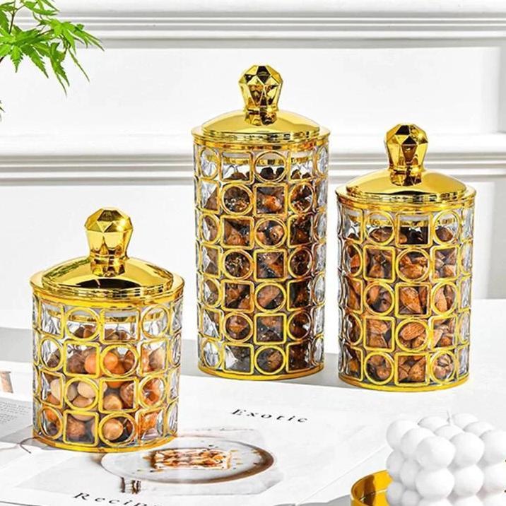Toples 3 Set Kaca Tempat Cemilan Kue Kering