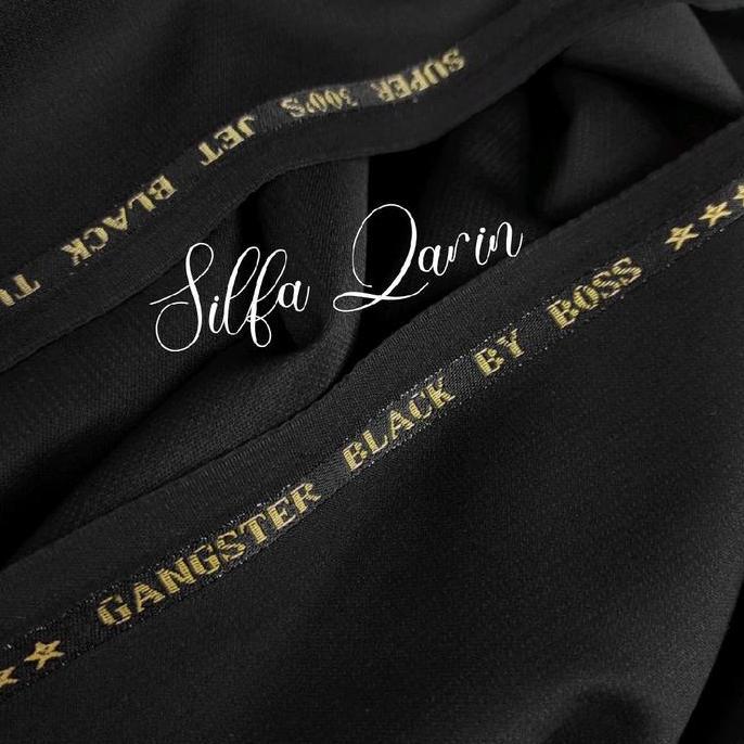 Kain Bahan Celana Super Jet Black 300's Tuxedo Hugo Boss In Italy (130x150)