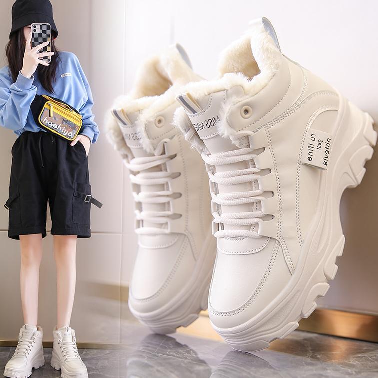 Flawless - Sepatu Sneakers Wanita Boots Kasual High - Top Korean Style S15 Round Toe