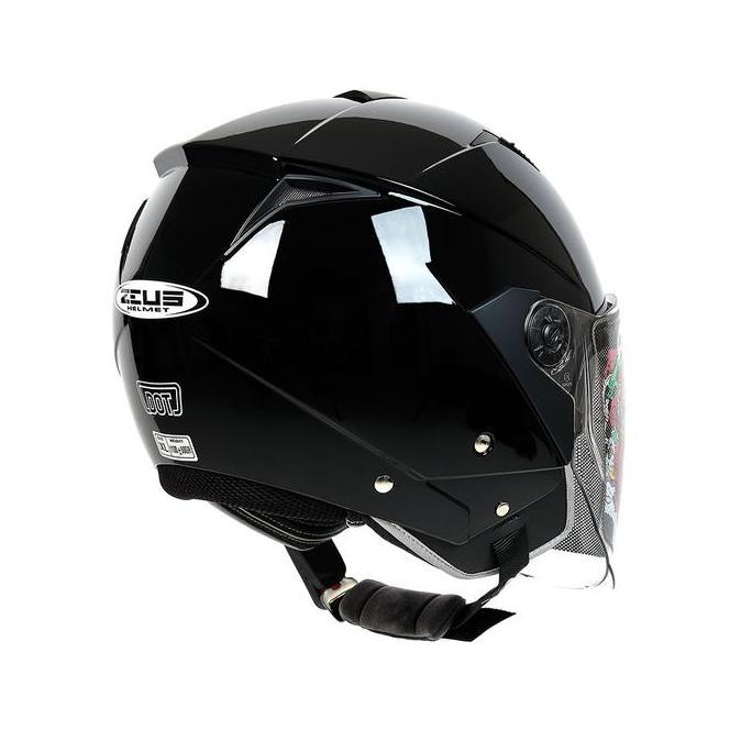 ZEUS ZS 205 BLACK HALF FACE DOUBLE VISOR HELMET