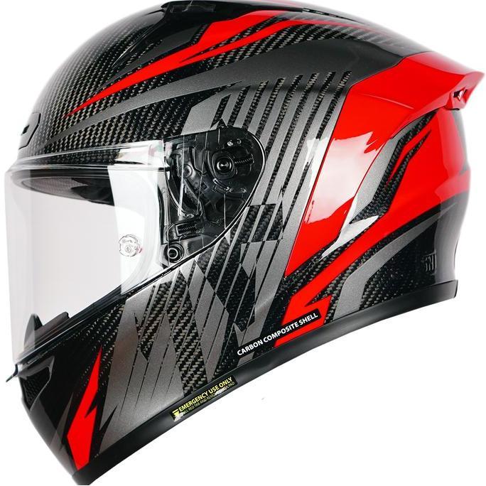 NJS ZX-1R CARBON DEXTRO Red Gloss/Doff - Helm Full Face | ZR Carbon | NJS Carbon | Helm Carbon | NJS