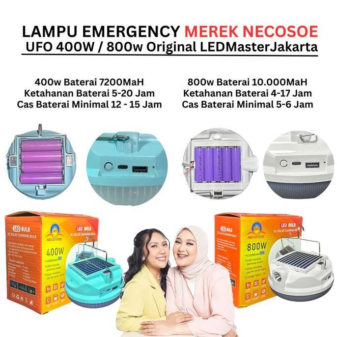 (Baterai Real Asli 7200Mah)Lampu Led Emergency Ufo 400W /Solar Panel Led/ Lampu Emergency Gantung La