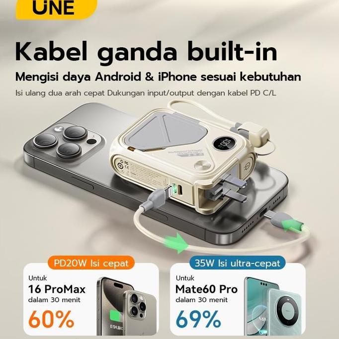 Paor- Garansi 2 Tahun Une Powerbank Wireless Magnetic Fast Charging 30000Mah Pd35W Dengan Plug With 