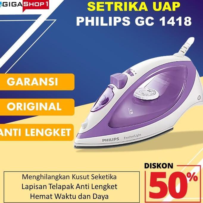 Promo Setrika Strika Uap Philips Gc 1418 Philip Listrik Original Garansi Res