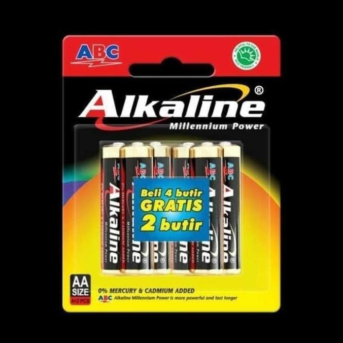 BATERAI/BATRE/BATRAI/BATTERY ABC ALKALINE AA/A2 - 1 PACK isi 6 PCS (Jam Dinding/Ukuran Besar)