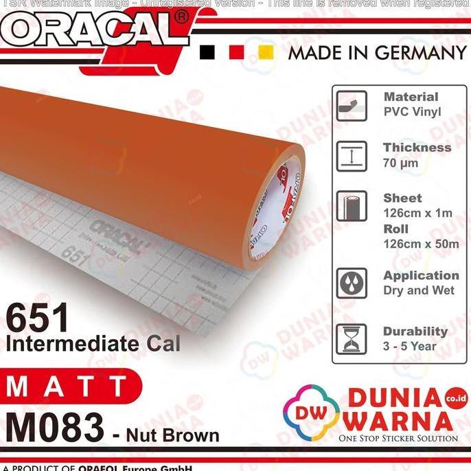 tokosafitriz- Oracal 651 083 Nut Brown 651G Gloss 651M Matte (Doff) Sticker Vinyl Calendered Interme