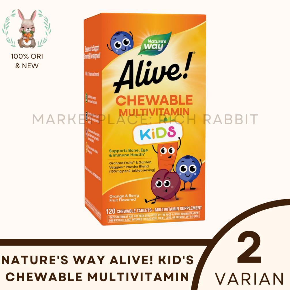 Nature'S Way Alive Kids Chewable Multivitamin Orange Berry Natures Vitamin Anak 120 Chewable Tablets