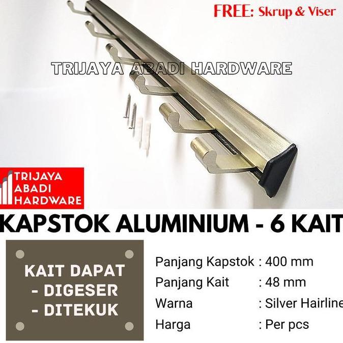 Kapstok Aluminium 6 Kait - Single Hook Capstock - Gantungan Baju