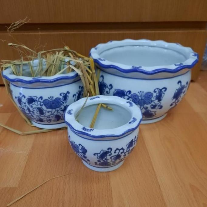 Pot Tanaman Keramik Set 3 Model Bulat