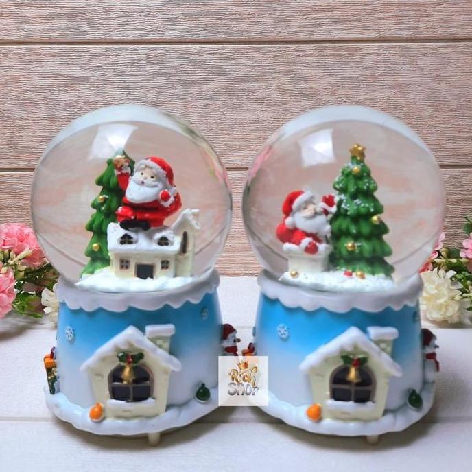 Snowball Natal Kotak Musik Bola Kaca Kristal Salju Christmas Waterball