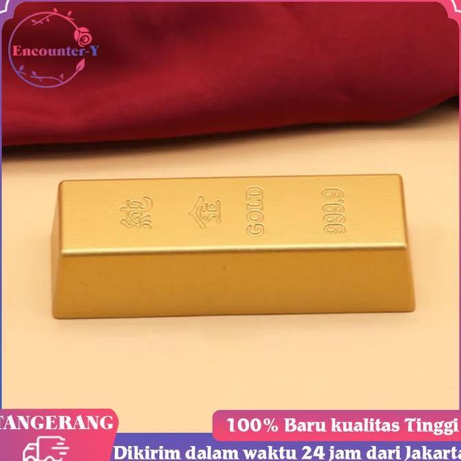 QINGACHO Emas Batangan Palsu Batangan Emas Logam Emas Batang Mainan Hiasan Gold Bar Simulasi