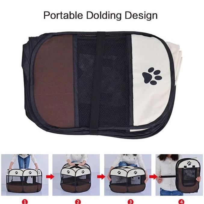 Kandang Lipat kucing anjing Portable pagar Tenda lipat hewan Portable