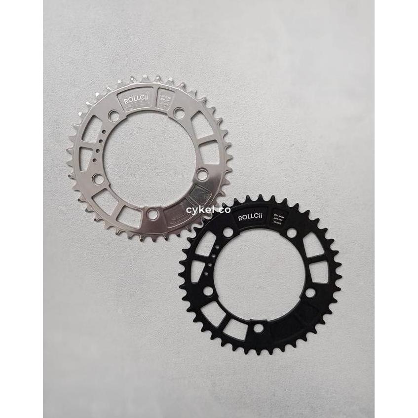 rollcii chainring narrow wide 40T BCD 110mm 5 bolt black polish silver