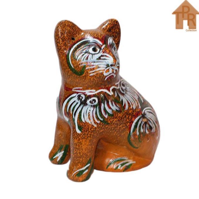 Gerabah Celengan Tanah Liat Tradisional Model Kucing T30 Finishing Spray Painting Cocok Sebagai Hadi