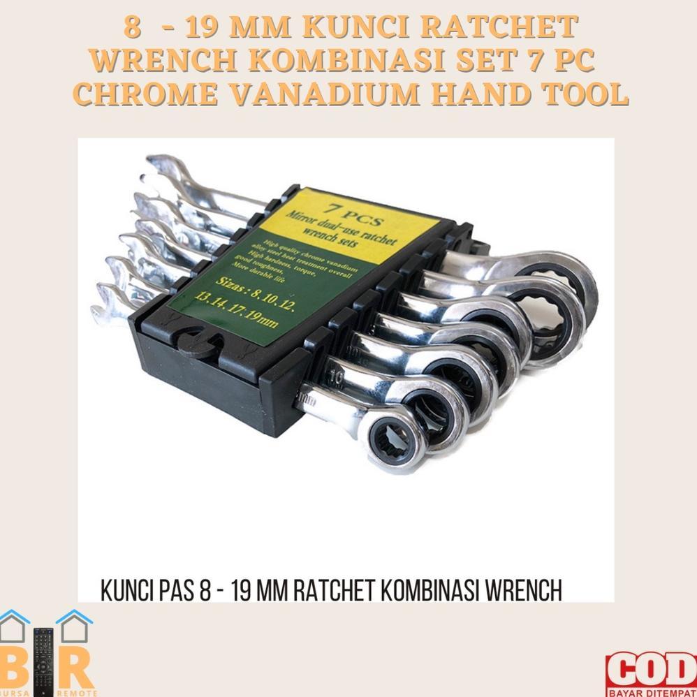 Kunci RATCHET WRENCH 8-19mm KOMBINASI SET 7 PC  Chrome Vanadium HAND TOOL
