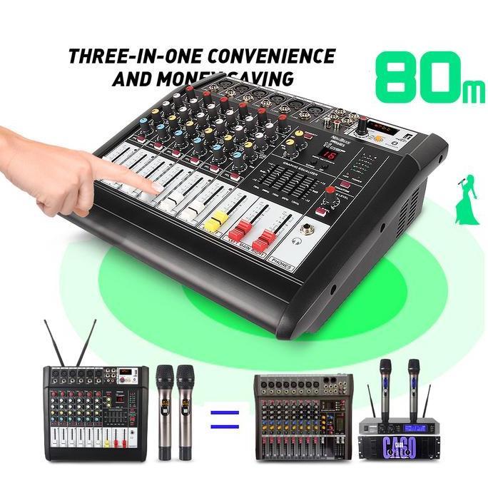 NEW BAXS PMX602 Audio mixer Power amplifier wireless microphone 3 in 450W duasaluran mixer 6 saluran